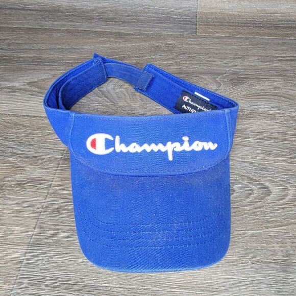 Champion Logo Visor Hat Cap Royal Blue One Size‎ Adjustable - Picture 1 of 15